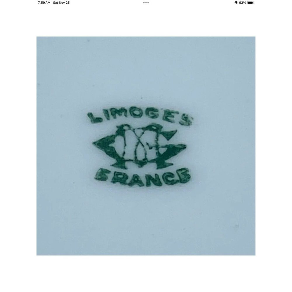 Vtg Limoges Cannes France Rare Plate Granger Porcelain Green Mark Coastal HTF - Picture 10 of 11